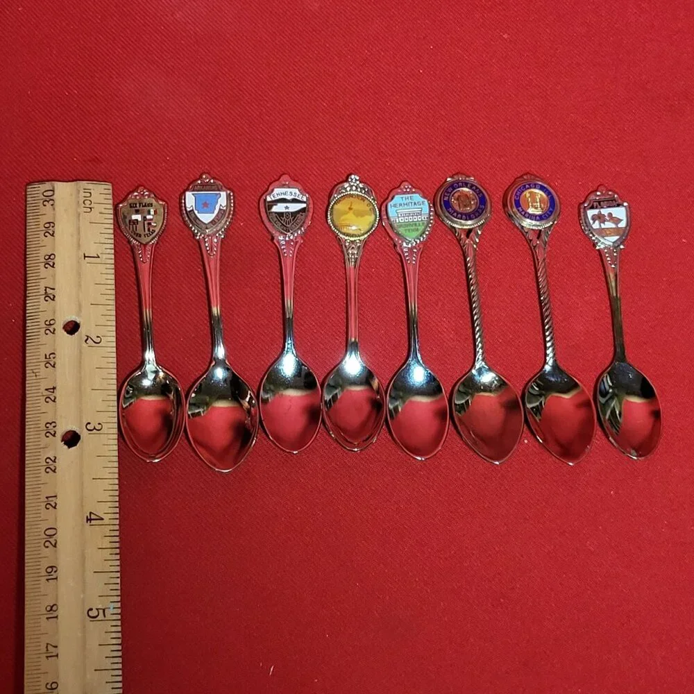 Vintage United States Mini Souvenir Collector State Spoons Lot of 8